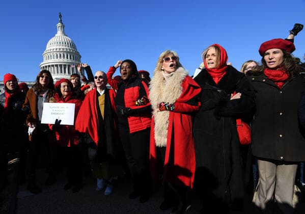 December 20, 2019, Washington, DC, USA: Jane Fonda holds a rally to highlight climate change and is arrested for civil disobedience at the Hart Senate Office building on Captiol Hill on the eve of her 82 birthday in Washington DC on December 20, 2019. She has been holding Fire Drill Fridays every week and is regularly joined by other celebrities. Washington USA - ZUMAg208 20191220_zap_g208_017 Copyright: xCarolxGuzyx
