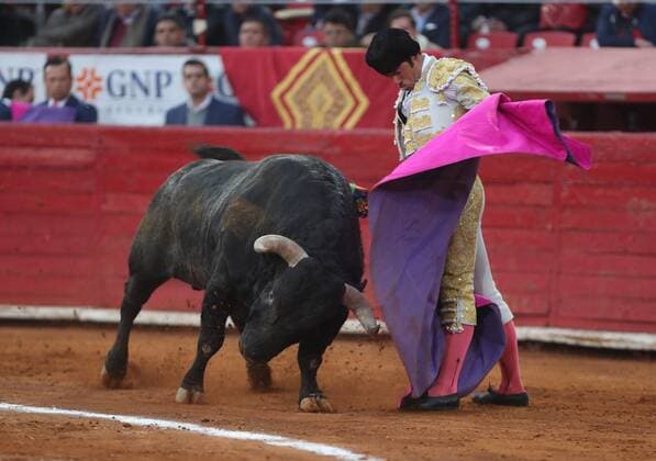 Mexican bullfighter Fermín Rivera performs with his second bull Nazareno during the ninth corrida of the Temporada Grande corrida at Plaza de Toros Mexico in Mexico City, Mexico, 22 December 2019. Bullfighting Temporada Grande in Mexico City !ACHTUNG: NUR REDAKTIONELLE NUTZUNG!  Copyright: xMarioxGuzmánx AME7921 20191223-637126756223186427