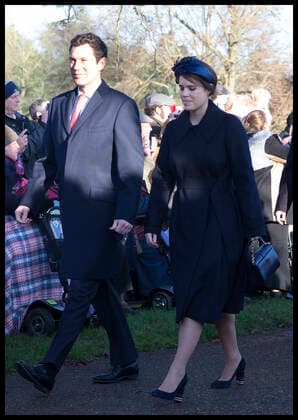 . 25 12 2019. Sandringham, United Kingdom. Princess Eugenie and Jack Brooksbank arriving at the Christmas Day church service at Sandringham in Norfolk, United Kingdom.  xStephenxLockx xi-Imagesx IIM-20597-0085