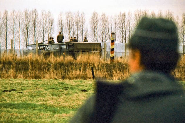 GDR border soldiers building the border fence to the FRG seen here in the Drömling near Öbisfelde Rühen on 06 04 1972