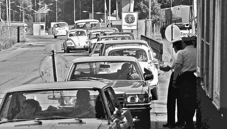 Border post to the GDR Helmstedt Marienborn seen on 12 08 1970