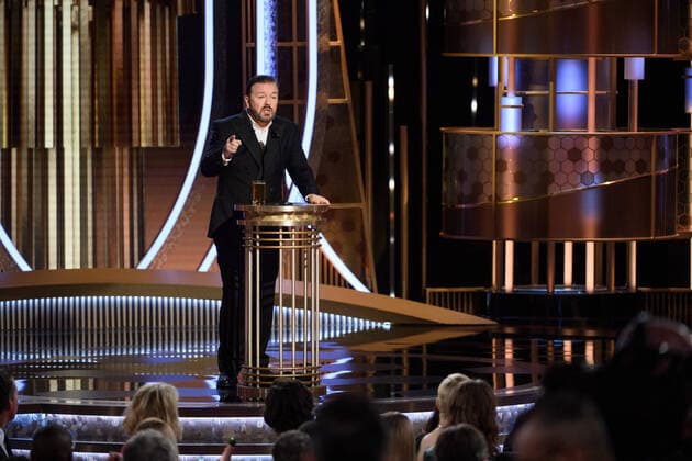 Host, Ricky Gervais, at the 77th Annual Golden Globe Awards at the Beverly Hilton in Beverly Hills, CA on Sunday, January 5, 2020.  Copyright: xHFPAxPhotographerx 33938-142PLX
