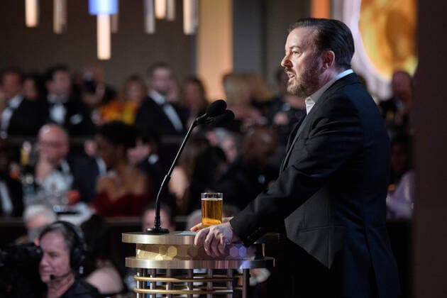 Ricky Gervais hosts the 77th Annual Golden Globe Awards at the Beverly Hilton in Beverly Hills, CA on Sunday, January 5, 2020.  Copyright: xHFPAxPhotographerx 33938-156PLX