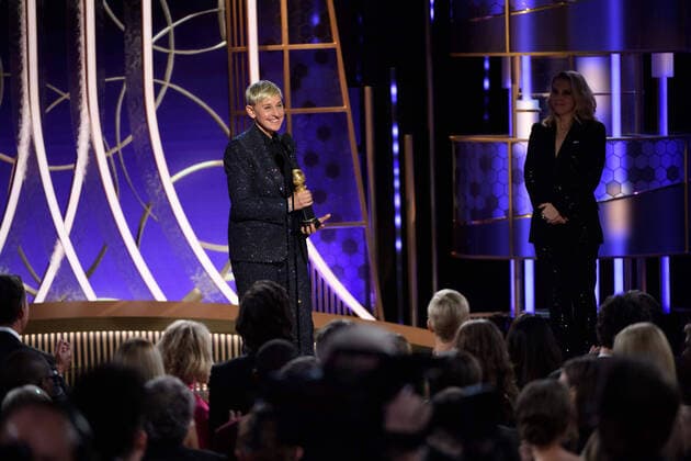 Ellen DeGeneres accepts the Carol Burnett Award for her outstanding contribution to television at the 77th Annual Golden Globe Awards at the Beverly Hilton in Beverly Hills, CA on January 5, 2020.  Copyright: xHFPAxPhotographerx 33938-163PLX