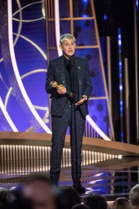 Ellen DeGeneres accepts the Carol Burnett Award for her outstanding contribution to television at the 77th Annual Golden Globe Awards at the Beverly Hilton in Beverly Hills, CA on January 5, 2020.  Copyright: xHFPAxPhotographerx 33938-164PLX
