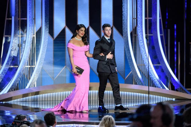 Presenters Priyanka Chopra and Nick Jonas onstage at the 77th Annual Golden Globe Awards at the Beverly Hilton in Beverly Hills, CA on Sunday, January 5, 2020.  Copyright: xHFPAxPhotographerx 33938-229PLX