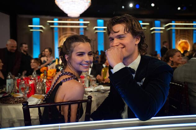 Ansel Elgort and Violetta Komysha at the 77th Annual Golden Globe Awards at the Beverly Hilton in Beverly Hills, CA on Sunday, January 5, 2020.  Copyright: xHFPAxPhotographerx 33938-304PLX