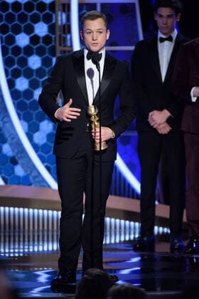 Taron Egerton accepts the Golden Globe Award for Best Performance by an Actor in a Motion Picture - Musical or Comedy for his role in Rocketman at the 77th Annual Golden Globe Awards at the Beverly Hilton in Beverly Hills, CA on Sunday, January 5, 2020.  Copyright: xHFPAxPhotographerx 33938-375PLX