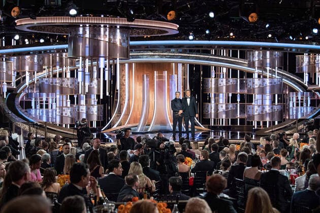 Pierce Brosnan and Will Ferrell present the award for Best Motion Picture - Musical or Comedy at the 77th Annual Golden Globe Awards at the Beverly Hilton in Beverly Hills, CA on Sunday, January 5, 2020.  Copyright: xHFPAxPhotographerx 33938-406PLX