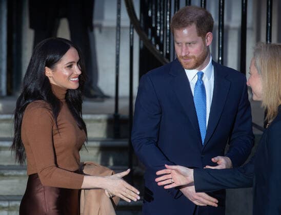 . 07 01 2020. London, United Kingdom. The Duke and Duchess of Sussex visit Canada House to meet with HE. MS. Janette Charette, High Commissioner, as well as the staff to thank them for the warm Canadian hospitality and support they received durung their recent stay in Canada. The Duke and Duchess of Sussex visit Canada House. London.  xMarkxThomasx xi-Imagesx IIM-20610-0030