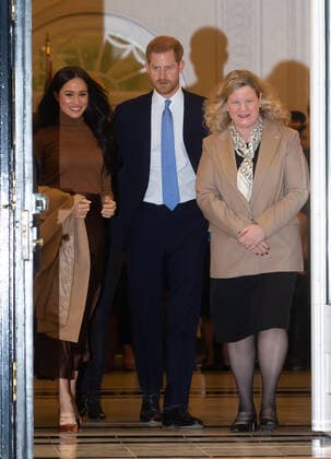 . 07 01 2020. London, United Kingdom. The Duke and Duchess of Sussex visit Canada House to meet with HE. MS. Janette Charette, High Commissioner, as well as the staff to thank them for the warm Canadian hospitality and support they received durung their recent stay in Canada. The Duke and Duchess of Sussex visit Canada House. London.  xMarkxThomasx xi-Imagesx IIM-20610-0013
