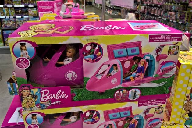 Barbie dolls by Matell photo Dream Plain toys in a department store toy department