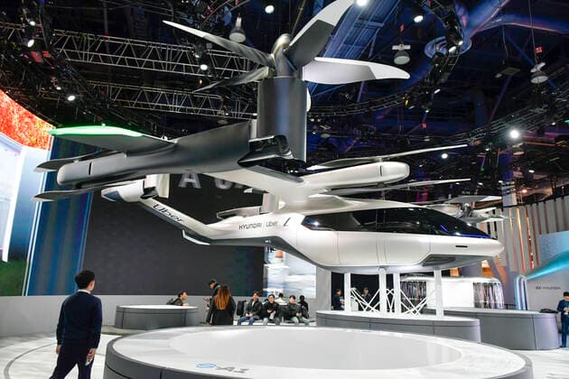 LAS VEGAS, NV - January 8 : Hyundai and Uber display their Aerial Ride-sharing Electric Air Taxi at CES 2020 at the Las Vegas Convention Center, North Hall in Las Vegas, Nevada on January 8, 2020. Copyright: xDamairsxCarterx