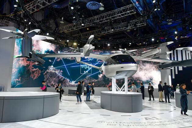 LAS VEGAS, NV - January 8 : Hyundai and Uber display their Aerial Ride-sharing Electric Air Taxi at CES 2020 at the Las Vegas Convention Center, North Hall in Las Vegas, Nevada on January 8, 2020. Copyright: xDamairsxCarterx