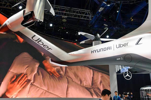 LAS VEGAS, NV - January 8 : Hyundai and Uber display their Aerial Ride-sharing Electric Air Taxi at CES 2020 at the Las Vegas Convention Center, North Hall in Las Vegas, Nevada on January 8, 2020. Copyright: xDamairsxCarterx