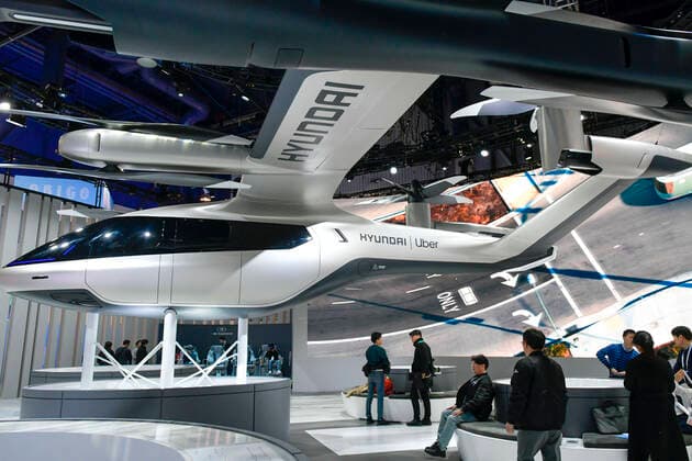 LAS VEGAS, NV - January 8 : Hyundai and Uber display their Aerial Ride-sharing Electric Air Taxi at CES 2020 at the Las Vegas Convention Center, North Hall in Las Vegas, Nevada on January 8, 2020. Copyright: xDamairsxCarterx