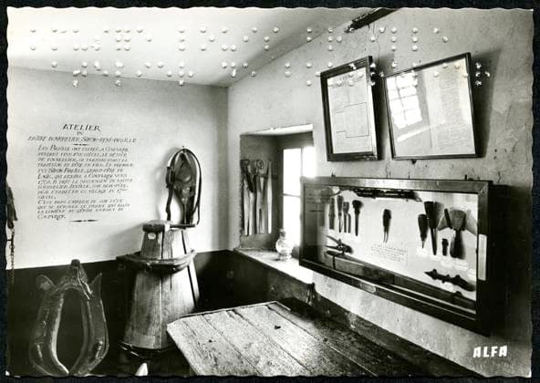 Louis BRAILLE Atelier du Maitre Bourrelier Simon Rene BRAILLE a Coupray Photograph by ALFA for a postcard around 1950 Collection Gaspard Kharbine Tapabor  KH220996