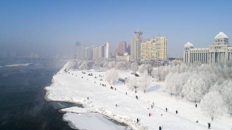 January 8, 2020, Jilin, Jilin, China: Jilin,CHINA-Aerial photo taken on Dec. 27, 2019 shows the unique spectacle of rime in the Songhua river, capital of rime, in Jilin city, northeast China s Jilin province.Jilin rime as one of the four natural wonders of China, the unique scenery has been praised by many Chinese and foreign tourists. Jilin China - ZUMAs145 20200108_zaa_s145_117 Copyright: xZhuxWanchangx