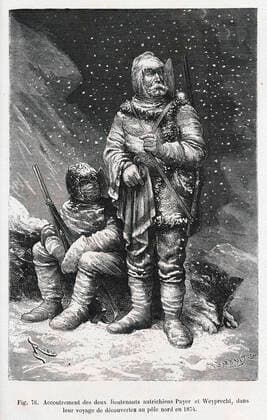 NORTH POLE Accoutrement of the two Austrian lieutenants Julius von PAYER 1841 1915 and Karl WEYPRECHT 1838 1881 in their voyage of discovery to the North Pole in 1874 Illustration by Edouard RIOU 1833 1900 for Know thyself by Louis FIGUIER 1819 1894 Credit Collection Jonas Kharbine Tapabor  KH238626