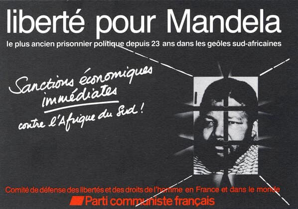 MANDELA Nelson Liberte for Mandela, the oldest political prisoner for 23 years in South African jails Immediate economic sanctions against South Africa 1987 postcard edited by PCF Credit IM KHARBINE TAPABOR  KH251218