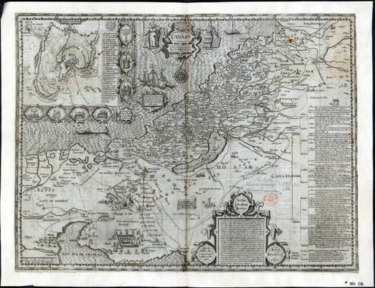 CANAAN XVIIeme s. Carte de la region du Canaan datant de 1611 (17eme, 17e, XVIIeme s.) Credit : Collection British Library KHARBINE-TAPABOR. *** CANAAN XVIIth s Map of the Canaan region dating from 1611 17th, 17th, XVIIth s Credit Collection British Library KHARBINE TAPABOR  KH409196