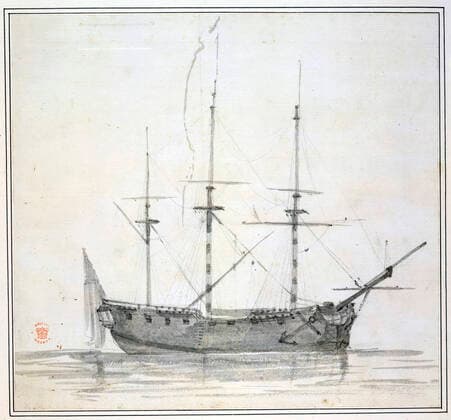 COOK James The Ship Resolution Illustration by John Webber 1751 1793 made during Cooks 3rd voyage, between 1776 and 1780 Credit Collection British Library KHARBINE TAPABOR  KH410580