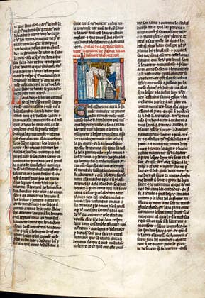 LEGENDE ARTHURIENNE Arthur retire excalibur du rocher. Miniature tiree du manuscrit Merlin datant de 1316 (14e, XIVe s.) Credit : Collection British Library KHARBINE-TAPABOR. *** ARTHURIAN LEGEND Arthur removes excalibur from the rock Miniature from the Merlin manuscript dated 1316 14th, 14th century Credit Collection British Library KHARBINE TAPABOR  KH418483