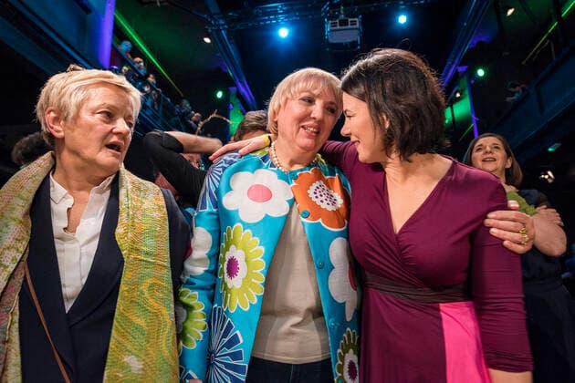 Renate Kühnast Claudia Roth Annalena Baerbock Europe, Germany, Berlin, 10 01 2020 The Greens are celebrating their 40th birthday Founded on 13 January 1980 by the ecological opposition to the ruling party in Karlsruhe and merged with the Eastern Party BündnisÂ 90 in 1993 With the Greens, ecology and sustainability became established in politics