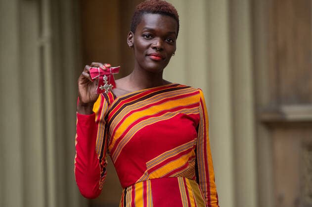 . 14 01 2020. London, United Kingdom. Sheila Atim with her MBE after an Investiture at Buckingham Palace in London.  xPoolx xi-Imagesx IIM-20633-0026