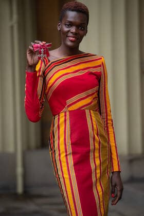 . 14 01 2020. London, United Kingdom. Sheila Atim with her MBE after an Investiture at Buckingham Palace in London.  xPoolx xi-Imagesx IIM-20633-0028