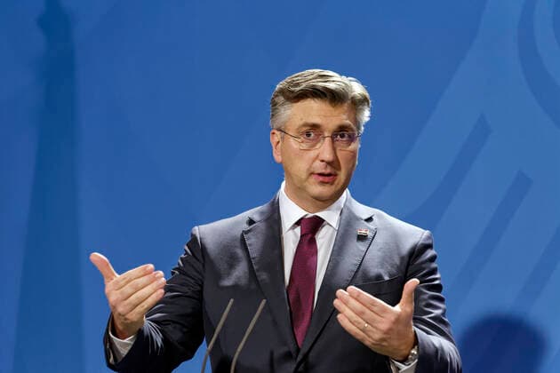 Andrej PlenkoviÄ‡ 2020 01 16, Berlin, Germany The Croatian Prime Minister Andrej PlenkoviÄ‡ during the joint press conference with the Federal Chancellor in the Chancellery
