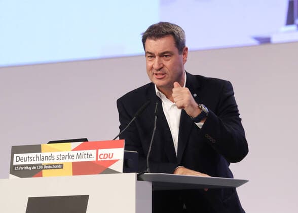 CDU Party Conference in Leipzig Bavarian Prime Minister Markus Söder, Leipzig Saxony German Trade Fair Hall