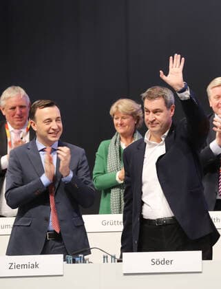 CDU Party Conference in Leipzig Bavarian Prime Minister Markus Söder and Paul Ziemiak, Leipzig Saxony German Trade Fair Hall