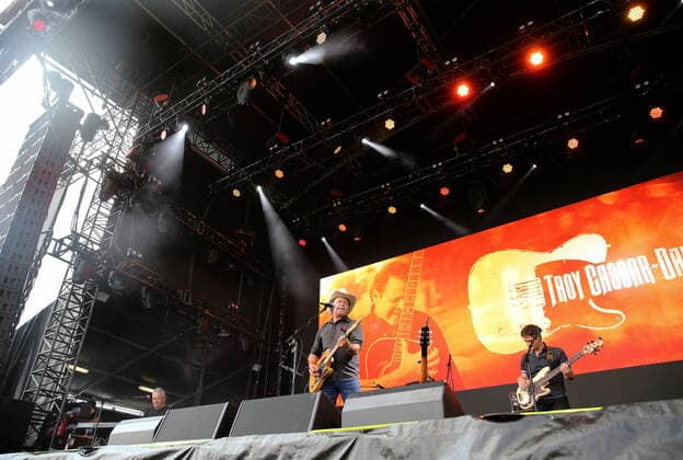 COLD CHISEL BLOOD MOON TOUR TAMWORTH, Troy Cassar Daley performs during Cold Chisel s The Blood Moon Tour 2020 at the Tamworth Country Music Festival, Sunday, 19 January 2020. ( NO ARCHIVING, EDITORIAL USE ONLY, NO USE IN BOOKS WITHOUT CONSENT TAMWORTH NSW AUSTRALIA  Copyright: xXXXx 20200119001443064862
