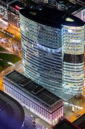 Aerial photograph, Graf Adolf Platz high-rise building, Ernst Young GmbH Wirtschaftsprüfungsgesellschaft, Düsseldorf, Düsseldorf, Rhineland, North Rhine-Westphalia, Germany ATTENTIONxMINDESTHONORARx60xEURO