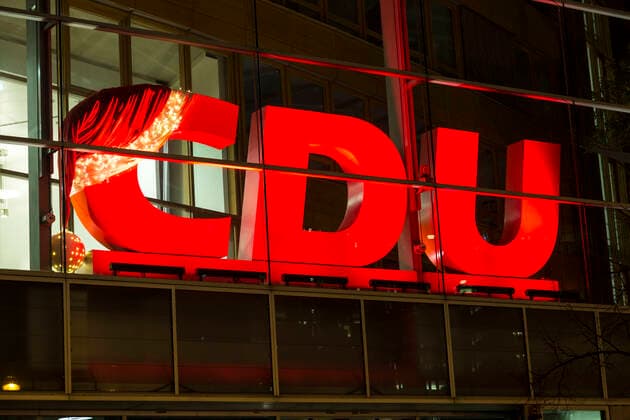Christmas decoration at the CDU lettering in the Konrad Adenauer Haus in the federal office in Berlin