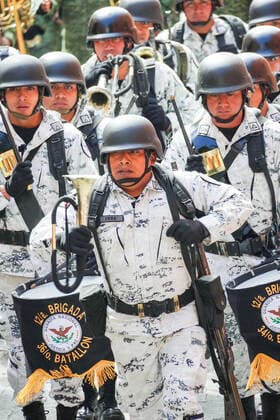 January 21, 2020, San Miguel De Allende, Guanajuato, Mexico: Members of the Mexican National Guards march in a parade to celebrate the 251st birthday of the Mexican Independence hero Ignacio Allende January 21, 2020 in San Miguel de Allende, Guanajuato, Mexico. Allende, from a wealthy family in San Miguel played a major role in the independency war against Spain in 1810 and later honored by his home city by adding his name. San Miguel De Allende Mexico - ZUMAe02_ 20200121_zaf_e02_012 Copyright: xRichardxEllisx