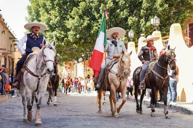 January 21, 2020, San Miguel De Allende, Guanajuato, Mexico: Mexican Cowboys ride their horses in a parade to celebrate the 251st birthday of the Mexican Independence hero Ignacio Allende January 21, 2020 in San Miguel de Allende, Guanajuato, Mexico. Allende, from a wealthy family in San Miguel played a major role in the independency war against Spain in 1810 and later honored by his home city by adding his name. San Miguel De Allende Mexico - ZUMAe02_ 20200121_zaf_e02_020 Copyright: xRichardxEllisx
