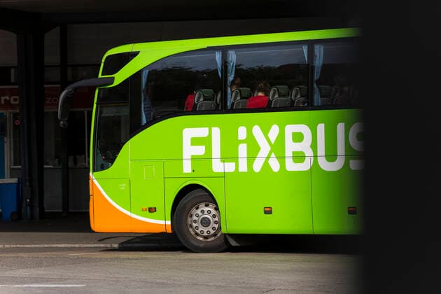 Standing Flixbus at the ZOB in Berlin on 17 05 2018