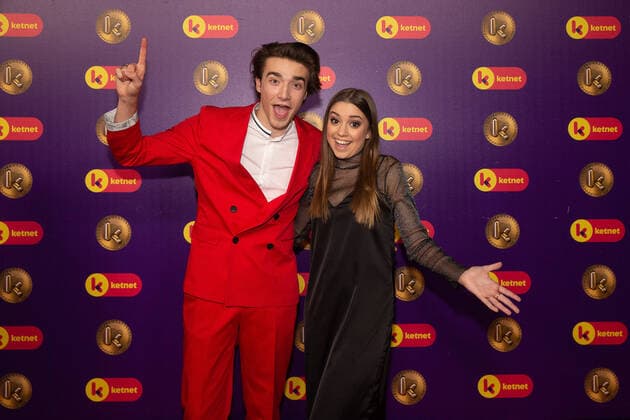 actor Aaron Blommaert and Vlogger Zita Wauters pictured during the Gala van de Gouden K s award show, organized by Flemish children s television channel Ketnet, Saturday 25 January 2020 in Antwerp.  JAMESxARTHURxGEKIERE 2462565