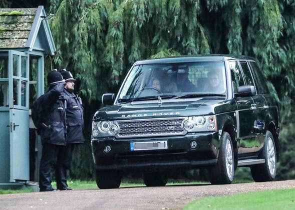 A police officer salutes as Queen Elizabeth II is seen out in public driving around the Sandringham Estate, and hopefully on the road to recovering from a slight cold . Two days ago Her Majesty was unable to attend her annual visit to the Women s Institute meeting at West Newton due to feeling under the weather. Queen Elizabeth II, Sandringham, Norfolk, on January 25, 2020. 