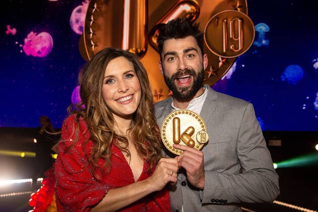 actress and singer Maureen Vanherberghen and actor and presenter Sieg (Siegfried) De Doncker pictured during the Gala van de Gouden K s award show, organized by Flemish children s television channel Ketnet, Saturday 25 January 2020 in Antwerp.  JAMESxARTHURxGEKIERE 2462810