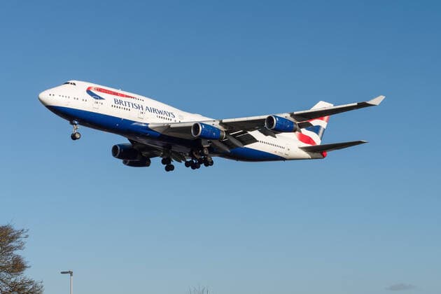 British Airways with Boeing 747 400 on approach to London Heathrow