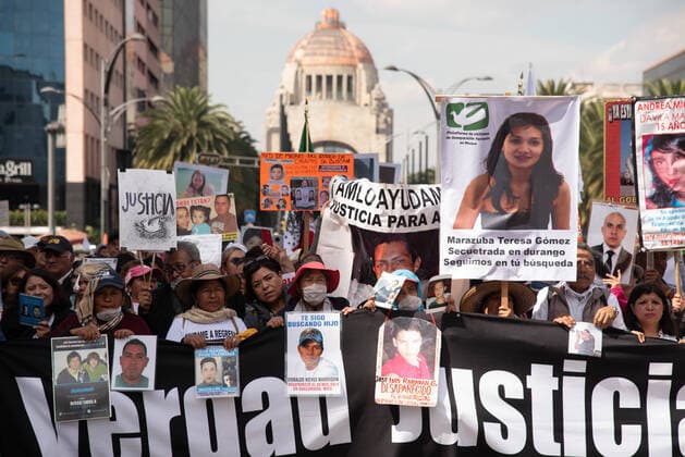 January 26, 2020, Mexico City, Mexico: Thousands of people make a peaceful march to ask for peace from the government of President Lopez Obrador. The march was convened by the poet Javier Sicilia and the LeBaron Family, who a few months ago suffered an attack that killed several members including children. Mexico City Mexico  - ZUMA 20200126_mda_qp1_585 Copyright: xHectorxAdolfoxQuintanarxPerezx