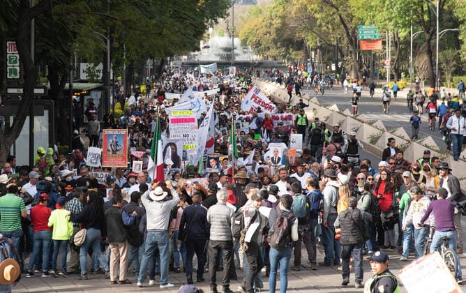 January 26, 2020, Mexico City, Mexico: Thousands of people make a peaceful march to ask for peace from the government of President Lopez Obrador. The march was convened by the poet Javier Sicilia and the LeBaron Family, who a few months ago suffered an attack that killed several members including children. Mexico City Mexico  - ZUMA 20200126_mda_qp1_591 Copyright: xHectorxAdolfoxQuintanarxPerezx