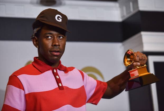 Tyler, the Creator appears backstage with his award for Best Rap Album for Igor, during the 62nd annual Grammy Awards held at Staples Center in Los Angeles on Sunday, January 26, 2020 .  LAP20200126273 CHRISTINExCHEW