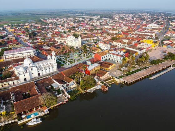 Aerial by drone of Tlacotalpan, UNESCO World Heritage Site, Veracruz, Mexico, North America Copyright: MichaelxRunkel 1184-3391