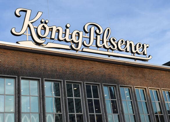 König Pilsener logo at Duisburg main station, König Brauerei brews around 1.1 million hectolitres of beer annually