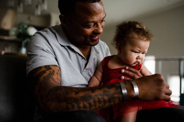 African American Dad Holding Mixed Race Daughter San Diego, CA, United States CR_JIDE200103-260886-01