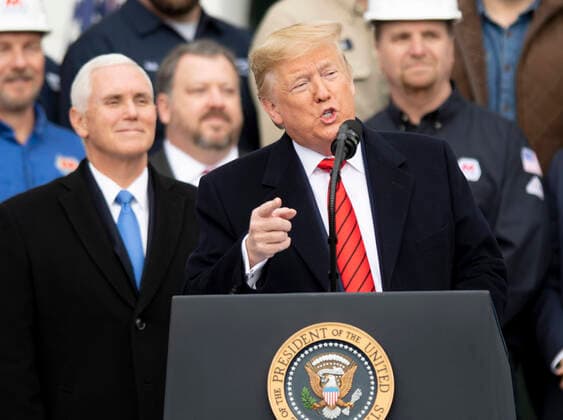 (200129) -- WASHINGTON, Jan. 29, 2020 -- U.S. President Donald Trump (Front) speaks at a signing ceremony of the United States-Mexico-Canada Agreement (USMCA) at the White House in Washington D.C., the United States, on Jan. 29, 2020. U.S. President Donald Trump on Wednesday signed the revised United States-Mexico-Canada Agreement (USMCA) in an outdoor ceremony at the South Lawn of the White House. ) U.S.-WASHINGTON D.C.-TRUMP-USMCA-SIGNING LiuxJie 